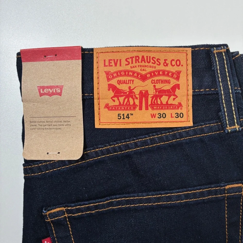 NEW Levi's 514 Straight Jeans 30x30 Indigo Blue Dark Wash USA Cowboy